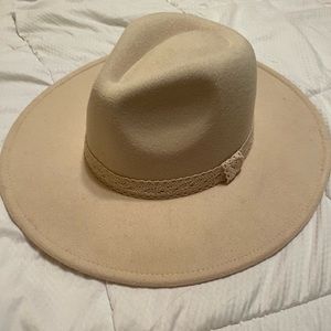 Cream colored wide brim hat